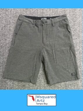 Billabong Crossfire Recycler Submersible Boys 27 Gray Stretch Hybrid Shorts